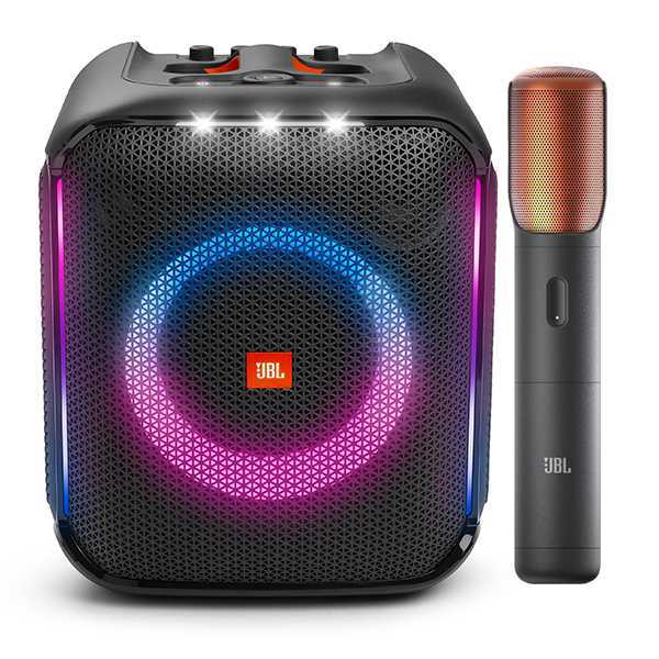 JBL Portable party speaker with 100W powerful sound, built-in dynamic light show,
included digital wireless mic