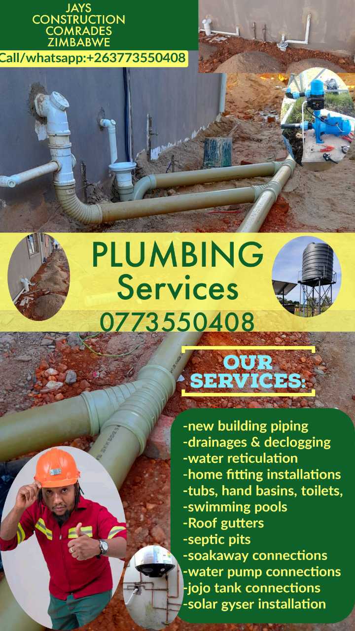 A picture of Plumber 0773550408 JAYS CONSTRUCTION COMRADES ZIMBABWE