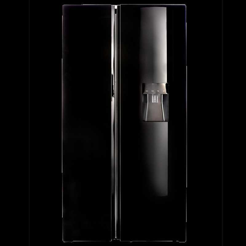 Defy 496lt Elegant Black Glass Side-by-Side
