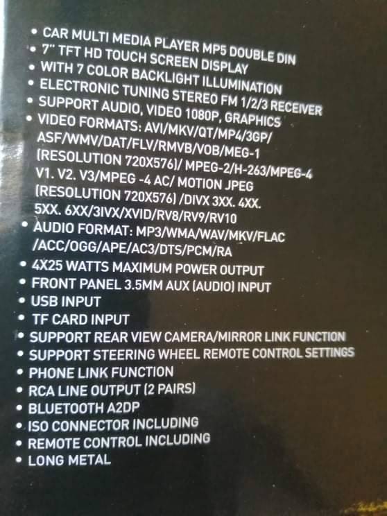 A picture of NEW BOXED 7INCH DOUBLE DIN BLUETOOTH USB MEMORY CARD AUX VIDEO CAR PLAYER