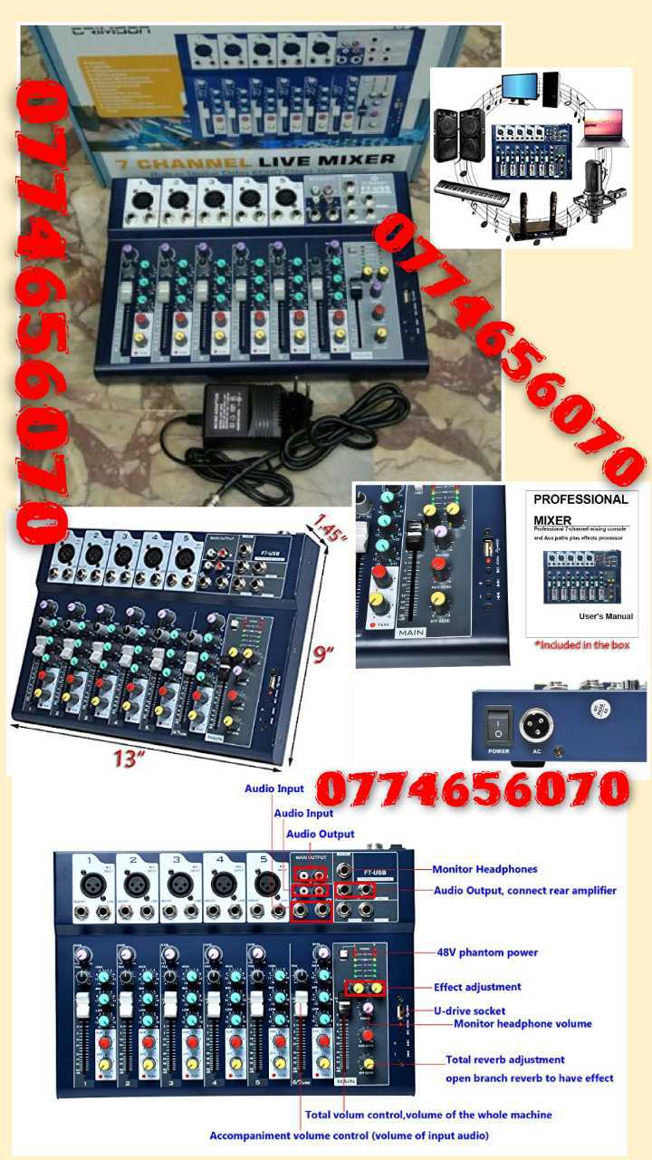 NEW BOXED 7 CHANNEL BLUETOOTH USB REVERB EFFECT LIVE MIXING CONSOLE 